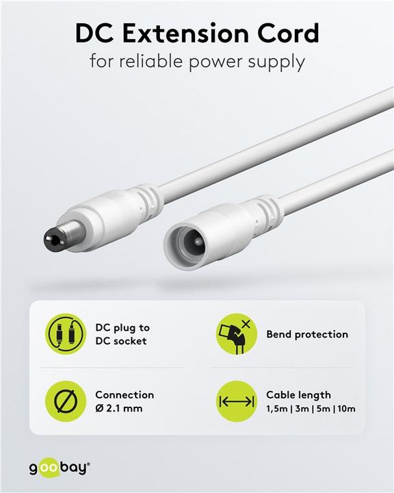 Produktbild Goobay DC-Verlängerungskabel, 5 m, weiss (5 m)