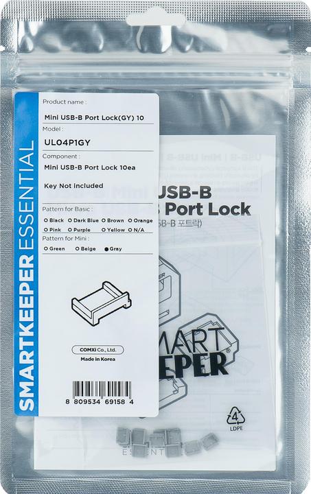 Actual product image Smart Keeper Mini USB-B Micro Port Blocker grey 10 pcs.