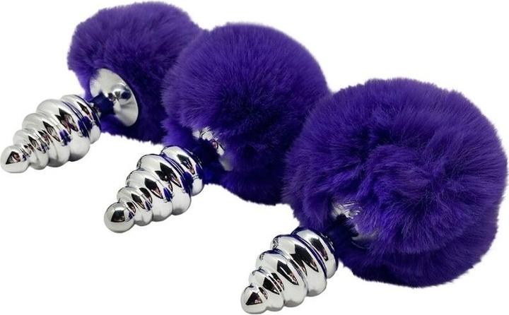 Actual product image Alive Anal-Pleasure-Spiral-Metal-Fluffy-Dark-Violet Size L