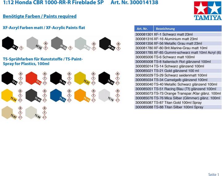 Produktbild Tamiya Honda CBR 1000-RR-R Fireblade SP