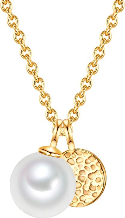 Immagine prodotto Valero Pearls Donna Argento 925 Perle d'acqua dolce coltivate Oro giallo 40,0 cm Lunghezza base + 5,0 cm (Argento, 42 - 47 cm)