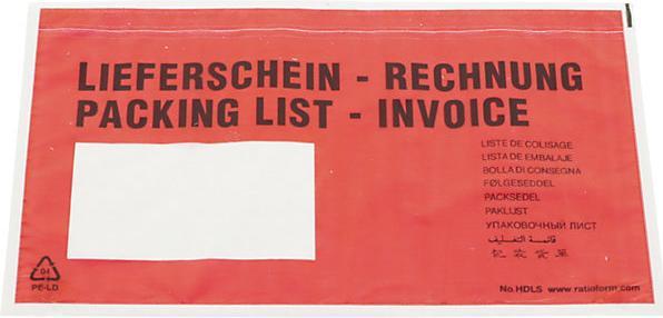 Image du produit kaiserkraft Pochettes porte-documents recyclées, impression Liste de colisage, lot de 1000 (DL)