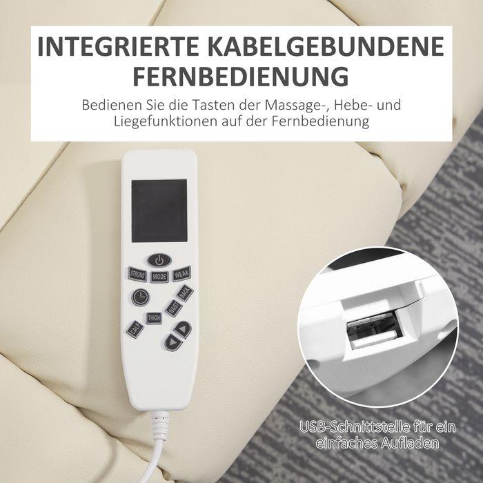Produktbild Swisshandel24 Relaxsessel Aufstehhilfe elektrisch Fernsehsessel USB Massagesessel Fernbedienung Rollen Creme