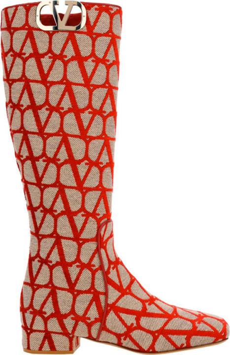 Valentino Garavani Canvas Logo Boots (37.5)
