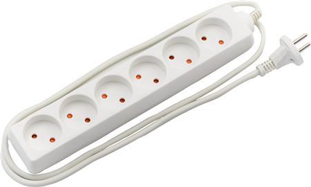 Actual product image Csdk SL Stikkontaktdåse 6 runde uden jord med 1,5 m ledning 16A 250V hvid