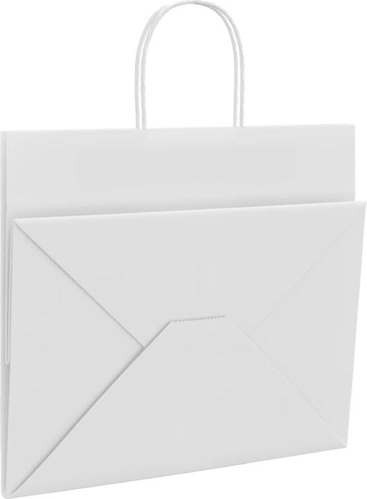 Produktbild VidaXL Kraftpapiertüten 50 Stk. mit Henkel Weiss 32x22x28 cm Papiertüte (Geschenktüte, 50 x)