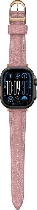 Image du produit Amazingthing Class Band Lederarmband für Apple Watch 45 / 46 / 49 mm - Rosa (Acier inoxydable, Cuir pleine fleur)