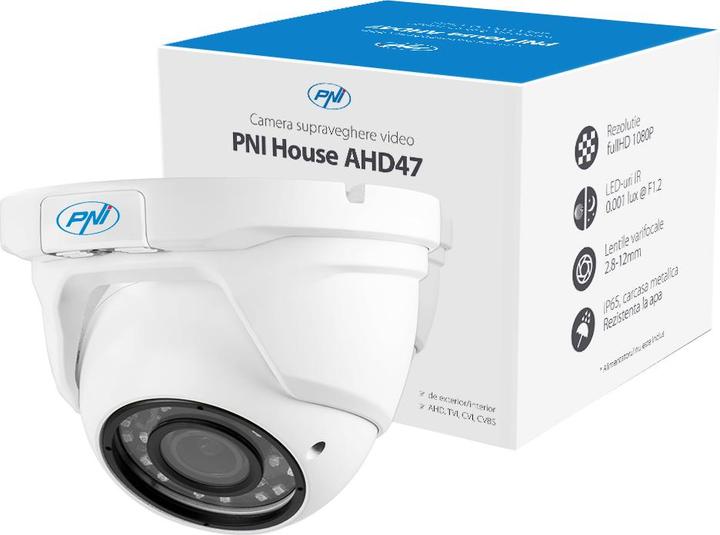Produktbild PNI Videoüberwachungskamera House AHD47 Varifokalkuppel 2,8-12 mm 1080P 4 in 1 TVI CVI CVBS (1920 x 1080 Pixels)