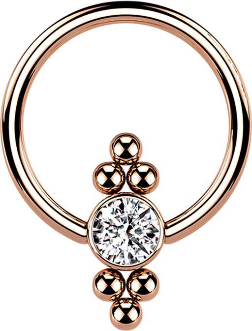 Star Piercing Ball Closure Ring rosegold Scheibe Kristall und Kugeln (Chirurgenstahl 316L, ohne Messing)