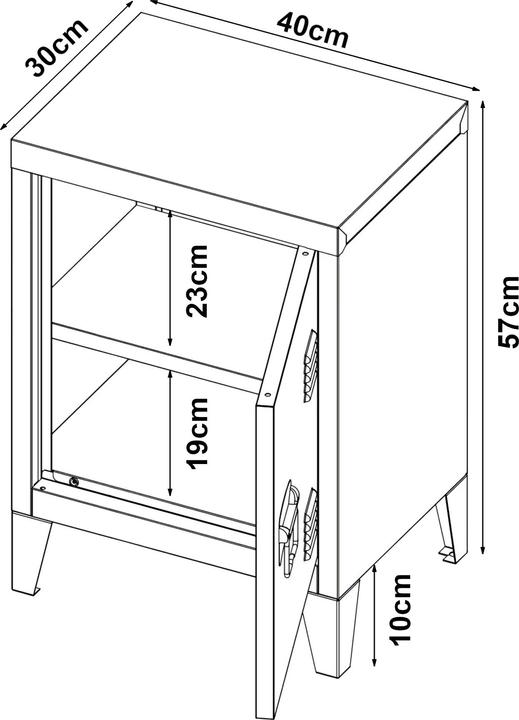 Produktbild En.Casa Nachtschrank Inari 2er Set Türgriff rechts und links Schwarz