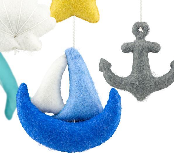 Image du produit Ulysse Couleurs d'Enfance Joli appareil mobile en feutre : la mer