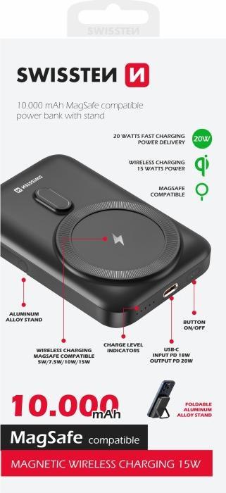 Image du produit Swissten Banque d'alimentation PD 20W (Compatible Magsafe) 10000Mah (10000 mAh, 20 W, 38.50 Wh)