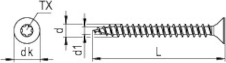 Actual product image Reisser R2 plus chipboard screws, flat countersunk head, TX, full thread, 4.0 x 20, steel, galvanised (1 Screws per piece)
