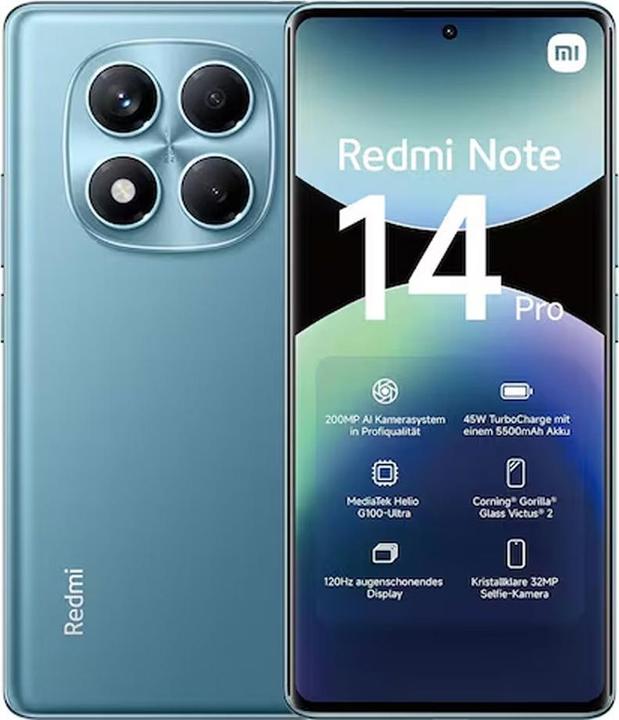 Actual product image Xiaomi Redmi Note 14 Pro (256 GB, Ocean Blue, 6.67", Dual SIM, 209.72 Mpx, 4G)