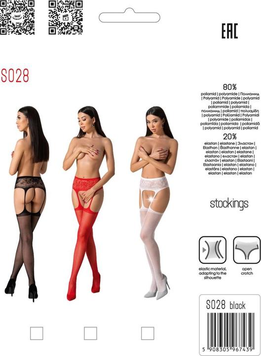 Actual product image Passion S028 Medias Con Liguero Negro Talla Unica (One size, Single pack)