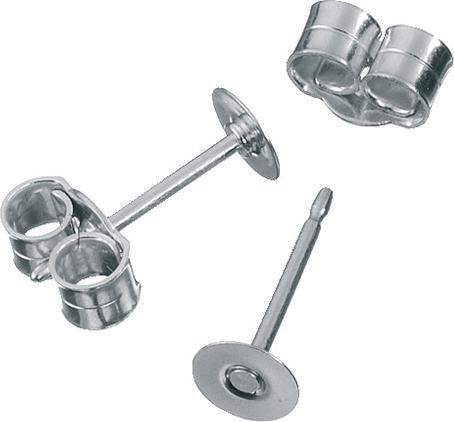 Pracht Ohrstecker mit Platte, 925 Sterling-Silber, Ø 4mm, 2Stk. (Sterling-Silber)