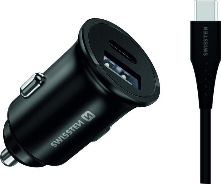 Productafbeelding Swissten USB Autolader voor Samsung Super Snel Opladen 25W + Data Kabel USB-C/USB-C 1.2 M