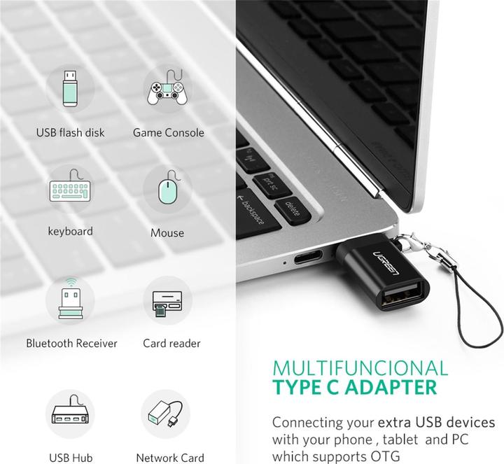 Actual product image Ugreen USB-C 3.1 to USB-A 3.0 Jack Adapter (USB Type C, USB-A)