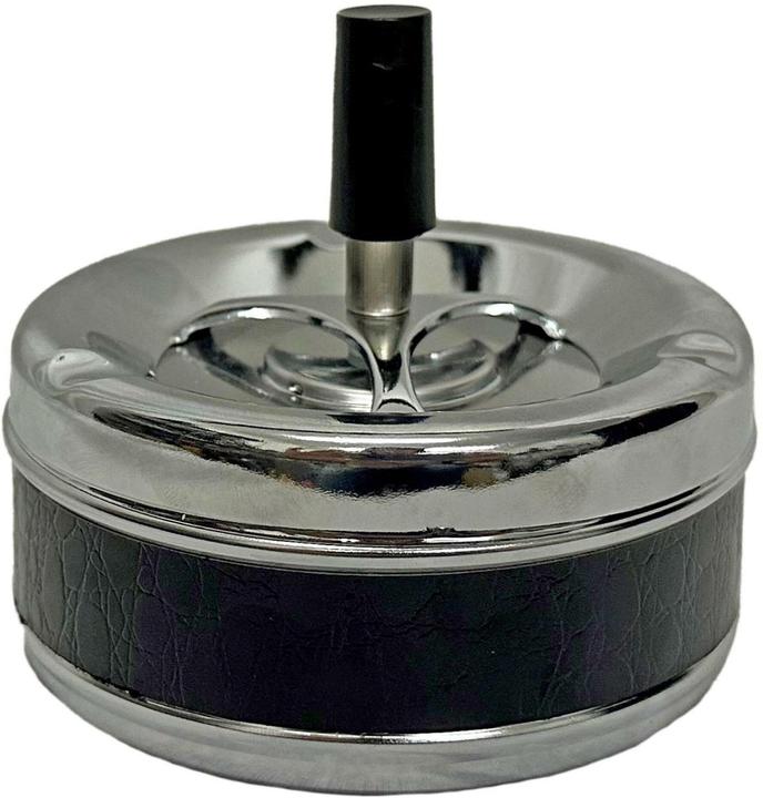 Black in leather look, Chrome-plated metal