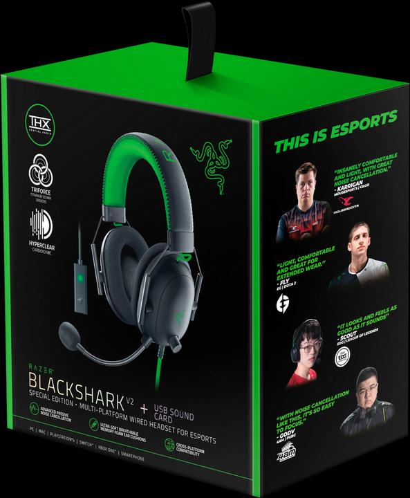 Actual product image Razer Multiplatform BlackShark V2 Special Edition, on-ear, microphone, black (Cable)