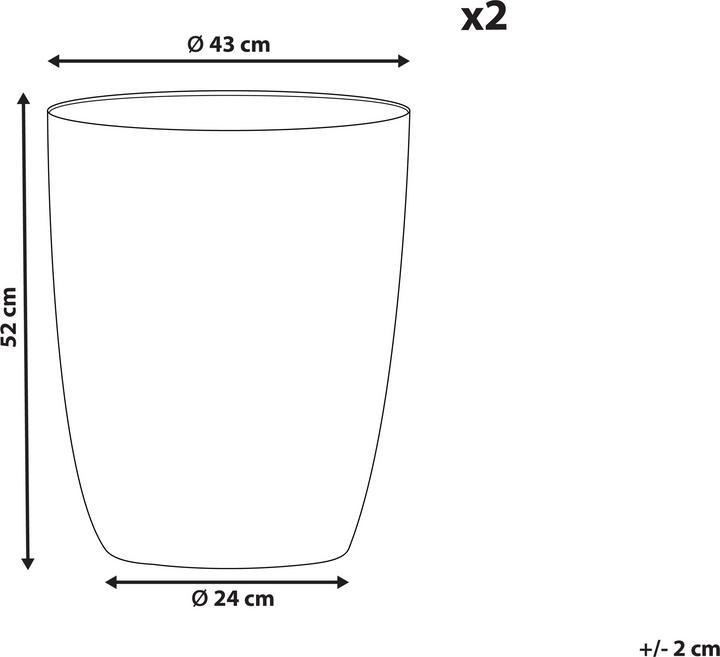 Actual product image Beliani Flowerpot Set of 2 grey round 43 x 43 x 52 cm CROTON (43 cm)