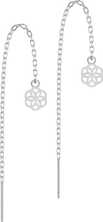 Produktbild Star Piercing Ohrstecker silber freifallende Kette Blume des Lebens (ohne Messing, Chirurgenstahl 316L)