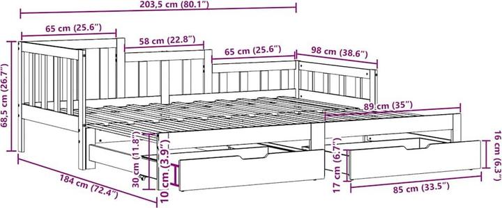 Produktbild VidaXL Tagesbett Ausziehbar mit Schubladen (Bettsofa)