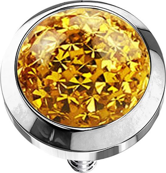 Star Piercing Dermal Anchor Kristall Kuppel gelb Epoxy Schutzschicht (Chirurgenstahl 316L, ohne Messing)