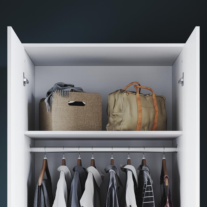 Produktbild SONNI Moderner 2-türiger grosser weisser Kleiderschrank, geräumig, mit Spiegelschrank, 76 cm (B) x 47 (76 x 47 x 47 cm)