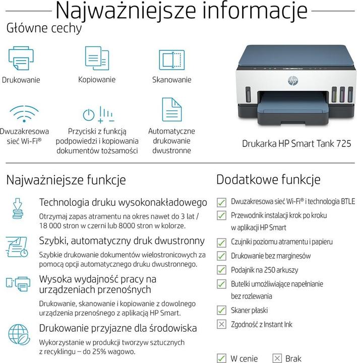 Valori nutrizionali e ingredienti HP 725 DPI termici al minuto WLAN (Termica diretta, Colore)