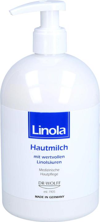 Actual product image Dr. Wolff Linola skin milk for dry skin prone to neurodermatitis, 500 ml lotion (Body milk, 500 ml)