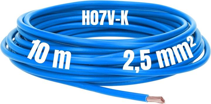 Produktbild Kalitec 10 Meter H07V-K 2,5 mm² blau Verdrahtungsleitung I Aderleitung flexibel I PVC Einzelader I L (10 m)