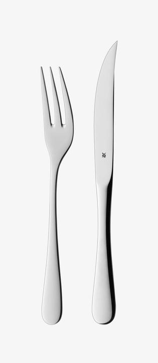 Productafbeelding WMF Steak Bestek Set Steakmessen 6 Personen 12st Speciaal Lemmet Staal Eikenhout Houten Doos (12 Stuk, Bestekset)