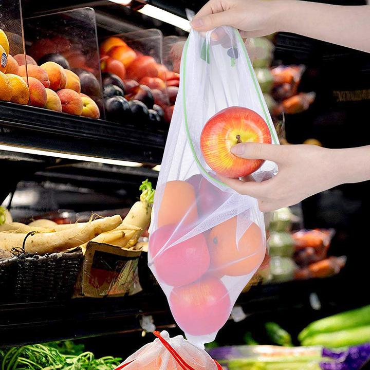Image du produit Rosenstein & Söhne Lot de 9 sacs à fruits/légumes en bouteilles PET recyclées