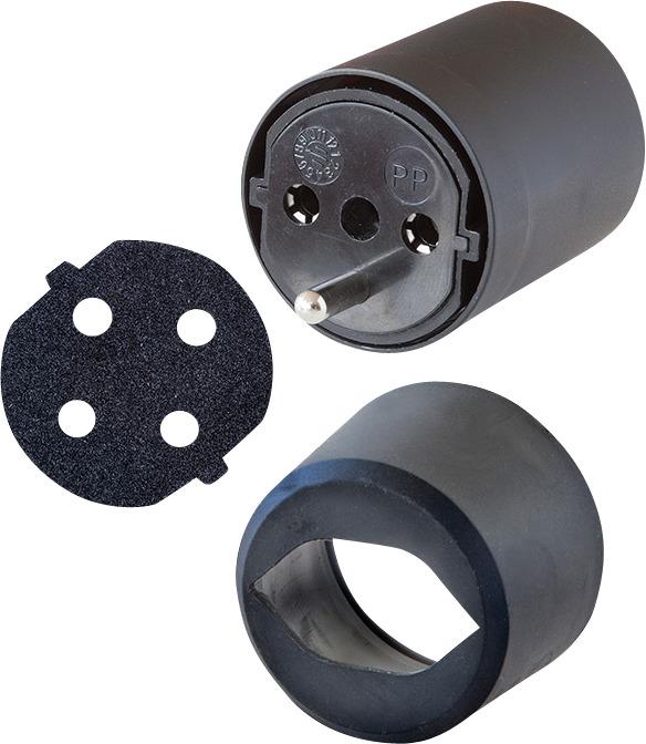 Actual product image Brennenstuhl Fix-Adapter (Set from DE to CH, incl. foam rubber and cap, 3-pole) black