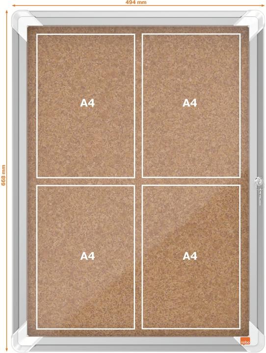 Nobo Vitrine d'affichage Premium Plus intérieur liège (Tableau d'affichage, 21 x 30 cm)