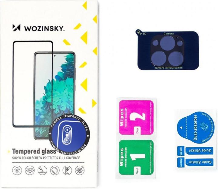 Actual product image Wozinsky 9H tempered glass for iPhone 15 Full Camera Glass - black (1 Piece, Apple iPhone 15)