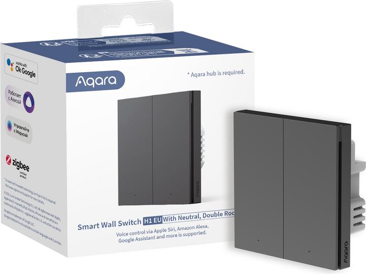 Actual product image Aqara Smart Wall Switch H1 Grey With Neutral, Double Rocker (Zigbee)