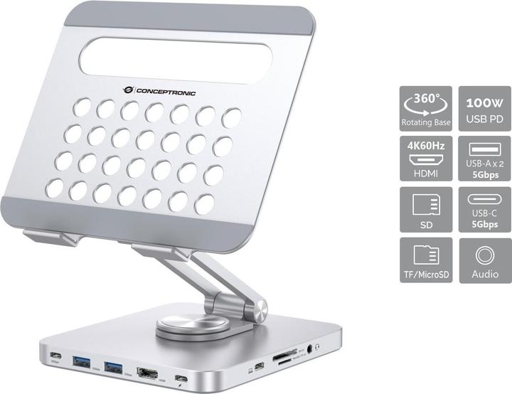 Immagine prodotto Conceptronic Supporto per tablet con docking station 8-in-1 si