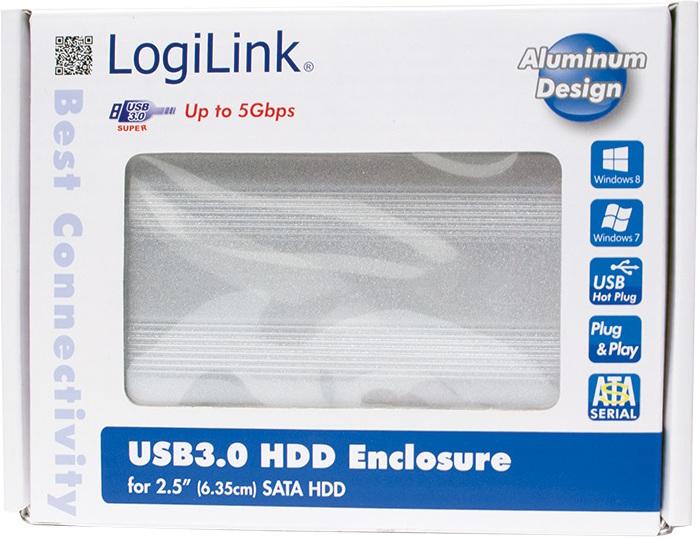 Produktbild LogiLink UA0106A – Gehäuse zu HDD 2,5 SATA USB 3.0 Silber (2.5")