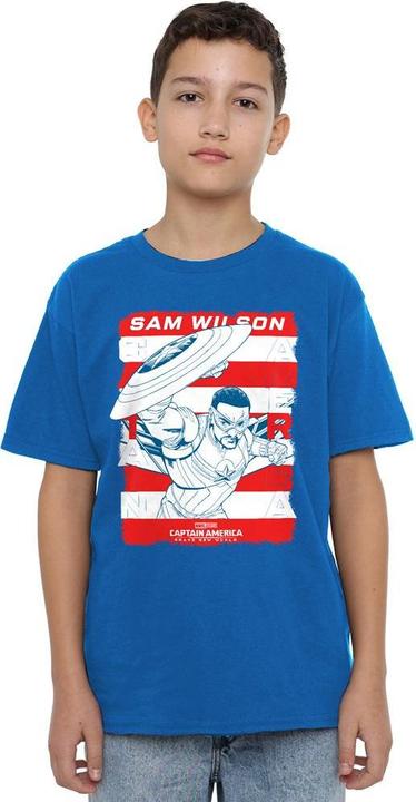 Immagine prodotto Captain America Maglietta Sam Wilson Bandiera Americana Bambini (140, 146)