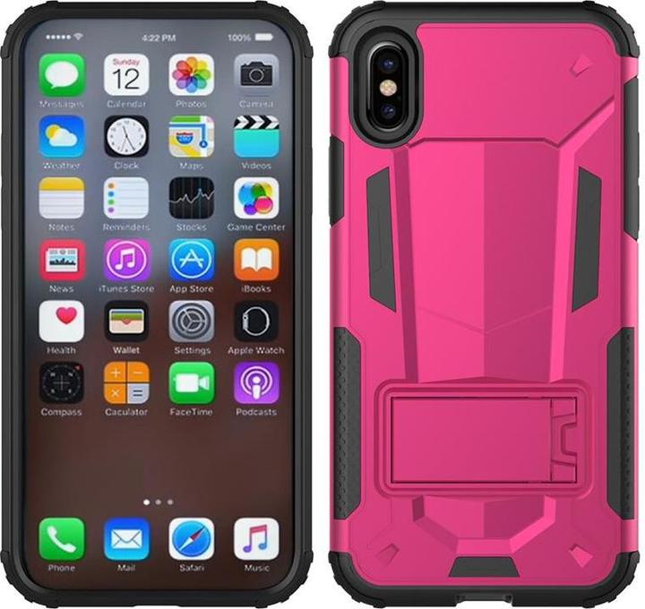 Actual product image Zizo Hybrid Transformer Cover - Armoured iPhone X case with stand (hot pink/black) (Apple iPhone X)