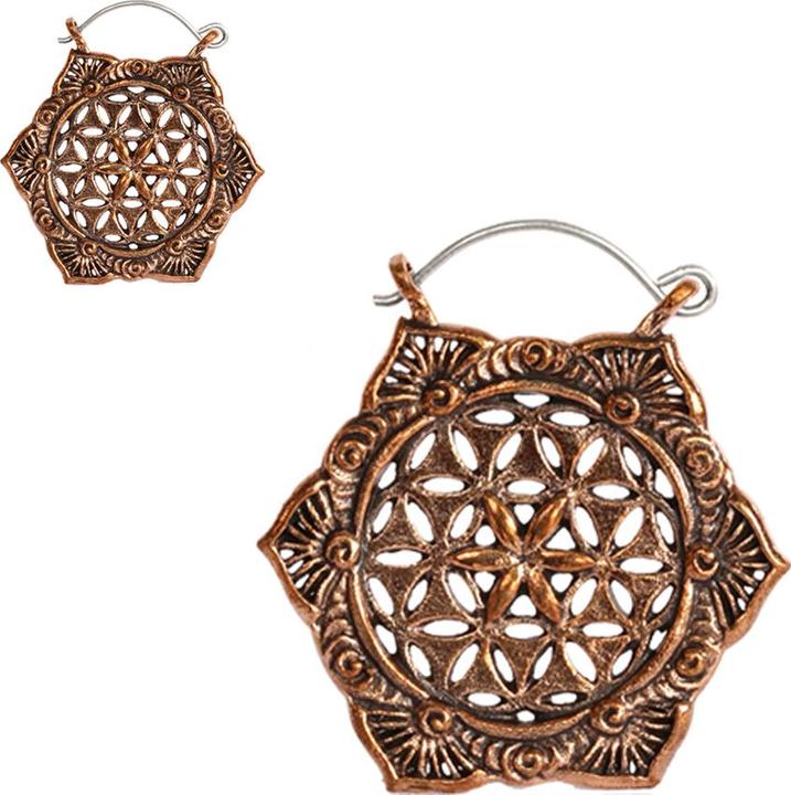 Image du produit Star Piercing Boucles d'oreilles or rose fleur avec étoile (Bronze, sans laiton)
