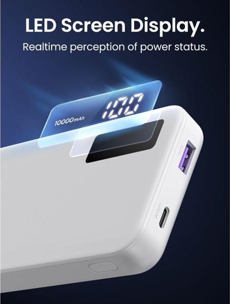 Actual product image Ugreen 10000mAh Two-way Fast Charging Powerbank White (10000 mAh, 22.50 W, 38.20 Wh)