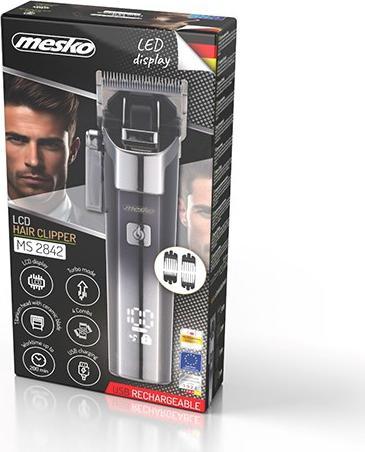Actual product image Mesko | Hair Clipper with LED Display | MS 2842 | Cordless | Number of length steps 8 | Grey
