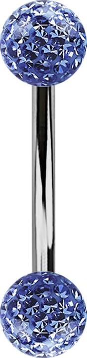 Star Piercing Banane silber mit zwei Kristallkugeln hellblau Epoxy Schutzschicht (ohne Messing, Titan G23)