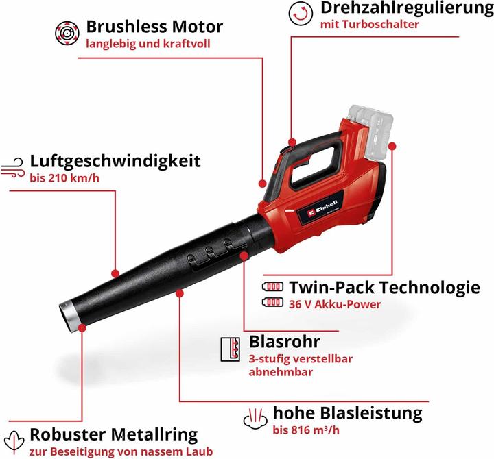 Immagine prodotto Einhell GE-LB 36/210 Li E-Solo (Batteria ricaricabile, Soffiafoglie)