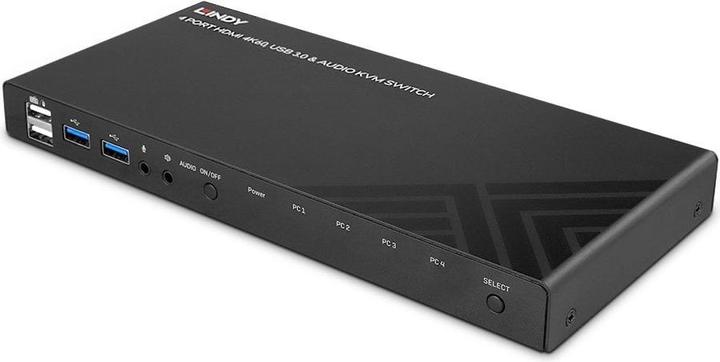 Actual product image Lindy 4 port HDMI 4K60, USB 3.0 &