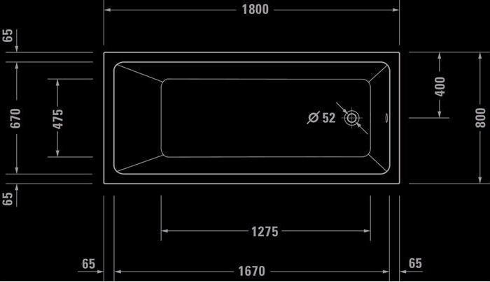 Produktbild Duravit Badewanne No 1 1 Rückenschrägen weiss 1800x800mm (180 l, 180 cm, 80 cm)