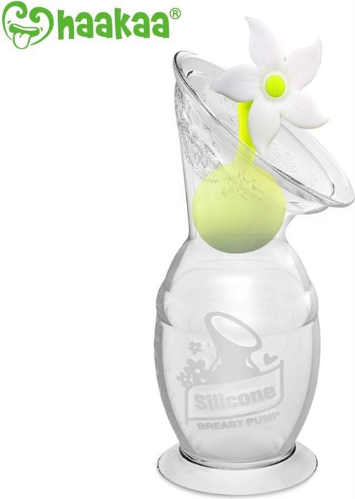 Actual product image Haakaa Breast Pump with Suction Cup 150ml + Flower Cap Set - White